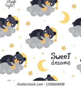Cute seamless pattern with bears