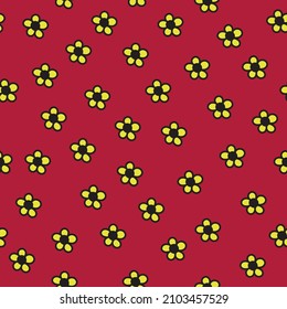 Cute seamless pattern of beautiful flowers. Perfect for wallpapers, gift paper, greeting cards, fabrics, textiles, web designs. Hand-drawn. Vector illustration.