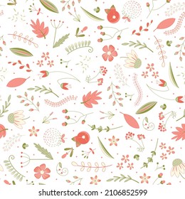 Patrón impecable con hermosas flores sobre un fondo blanco. Para envolver papel y diseño textil. Obtenido a mano. Ilustración del vector