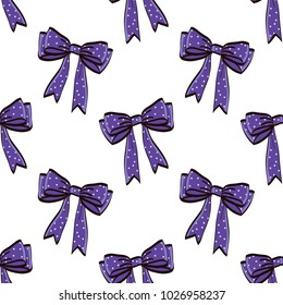 Cute seamless pattern with beautiful hand drawn bows. Vector doodle illustration.  Cloth design, wallpaper, wrapping.