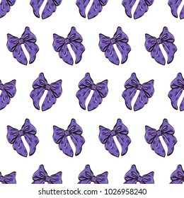 Cute seamless pattern with beautiful hand drawn bows. Vector doodle illustration.  Cloth design, wallpaper, wrapping.