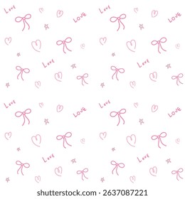 Cute seamless pattern with beautiful hand drawn bows