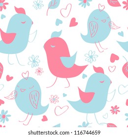 Cute seamless pattern with birds