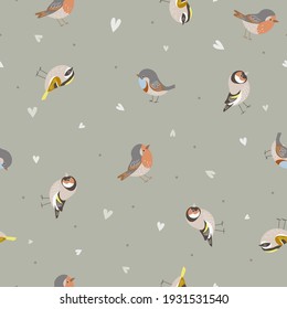 Cute seamless pattern with birds