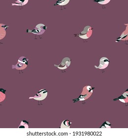 Cute seamless pattern with birds