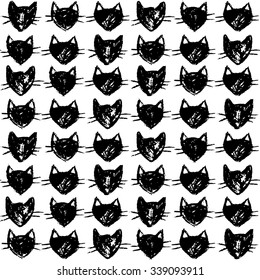 Cute seamless pattern with black cats