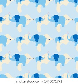 Cute seamless pattern with blue elephants on a blue background. Creative kids texture for fabric, wrapping, textile, wallpaper.