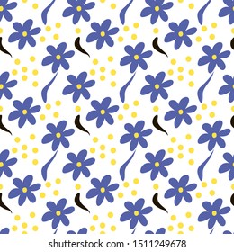 
cute seamless pattern with blue flowers