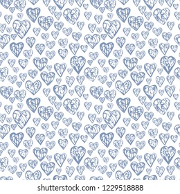 Cute seamless pattern with blue hearts. Babies Fashion. Heart seamless patter wallpaper. Vector illustration