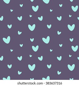 Cute seamless pattern with blue hearts. Vector illustration, eps 10