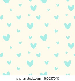 Cute Seamless Pattern With Blue Hearts. Babies Fashion. Heart Seamless Patter Wallpaper. Vector Illustration, Eps 10