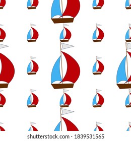 
Cute seamless pattern with a boat on a white background. Marine items in a flat style.
Stock vector illustration for decor and design, textiles,
wallpaper, wrapping paper