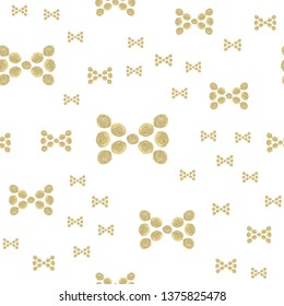 Cute Seamless Pattern Bow of Gold color. Perfect for your design, textile, pattern fills, box, posters, cards, web page background etc. Pattern under the mask. Vector.