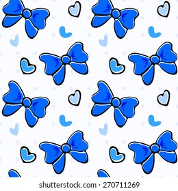 Cute seamless pattern with bows hand drawn in vector. Great for wrapping paper, textiles, and other designs.Vector illustration.