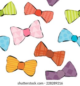 Cute seamless pattern with bows. Vector illustration