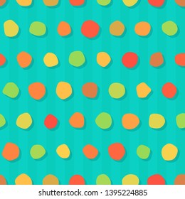 Cute seamless pattern with bright blobs. Abstract shape background.