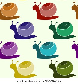 Cute seamless pattern with bright snails.