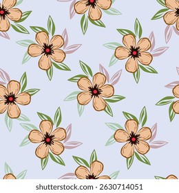 Cute seamless pattern with bright tiny flowers 