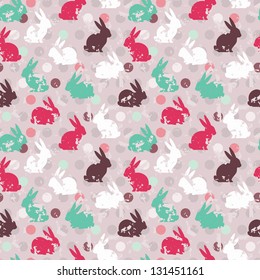 Cute seamless pattern with bunnies