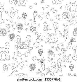 Cute seamless pattern with bunnies