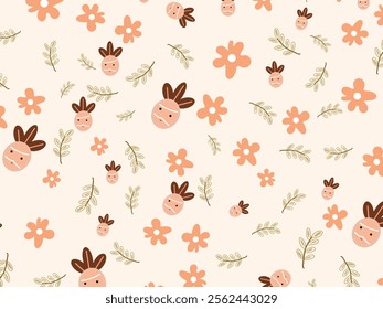 cute seamless pattern with bunny for happy easter