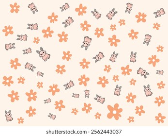 cute seamless pattern with bunny for happy easter