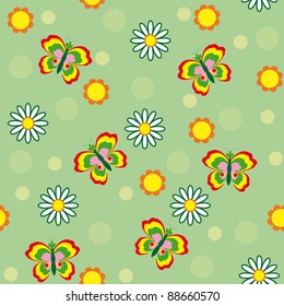 Cute seamless pattern with butterflies