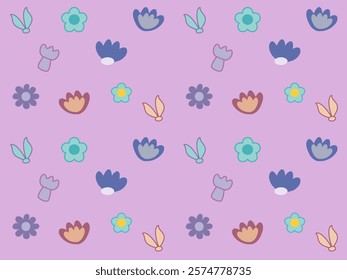 A cute seamless pattern with butterflies, birds, and flowers in pink, perfect for kids' designs and decorations
