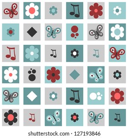 Cute seamless pattern with butterflies and flowers