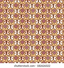 Cute seamless pattern with butterflies and flowers