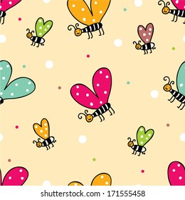 Cute seamless pattern with butterfly.