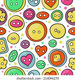 Cute seamless pattern with buttons sew. Seamless pattern for handmade.