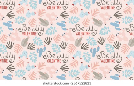 Cute seamless pattern with cactuses and flowers on pink background. Good for nursery prints, textile, valentine's day wrapping paper, scrapbooking, stationary, wallpaper, etc.