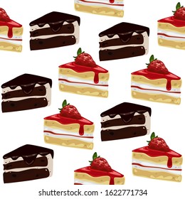 Cute Seamless  Pattern Cake Illustration