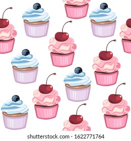 Cute Seamless  Pattern Cake Illustration