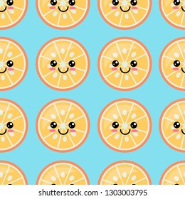 Cute seamless pattern with candies in kawaii style.