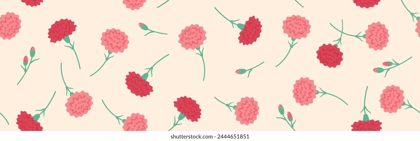 Cute seamless pattern of carnation flowers