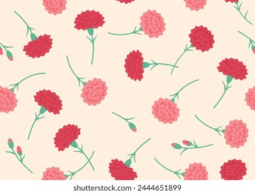 Cute seamless pattern of carnation flowers