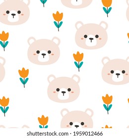 Cute seamless pattern with cartoon animals for fabric print, textile, gift wrapping paper. colorful vector for kids, flat style