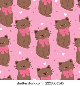 cute seamless pattern cartoon cat. cute animal wallpaper for gift wrap paper, textile
