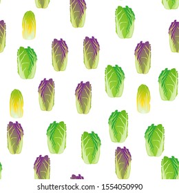 Cute seamless pattern with cartoon Chinese cabbage