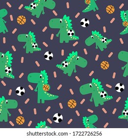 Patrón perfecto con dinosaurios de dibujos animados sobre fondo oscuro
