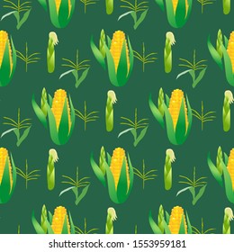 Cute seamless pattern with cartoon emoji corn