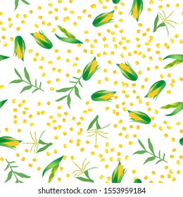 Cute seamless pattern with cartoon emoji corn