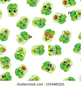 Cute seamless pattern with cartoon emoji Chinese cabbage