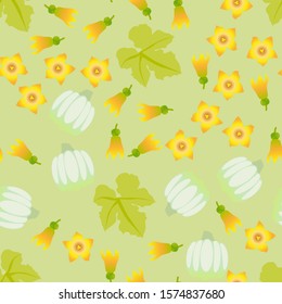 Cute seamless pattern with cartoon emoji pumpkin