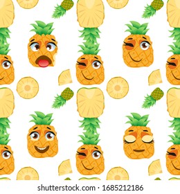Patrón perfecto con frutas de emoticonos de dibujos animados