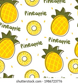 Cute seamless pattern with cartoon fruit for fabric print, textile, gift wrapping paper. colorful vector for kids, flat style