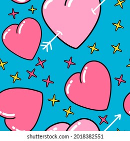 Patrón perfecto con corazones de dibujos animados.
