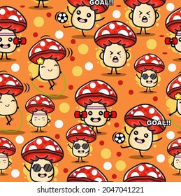 Cute Seamless Pattern, Cartoon Vector Illustration, Isolated Background